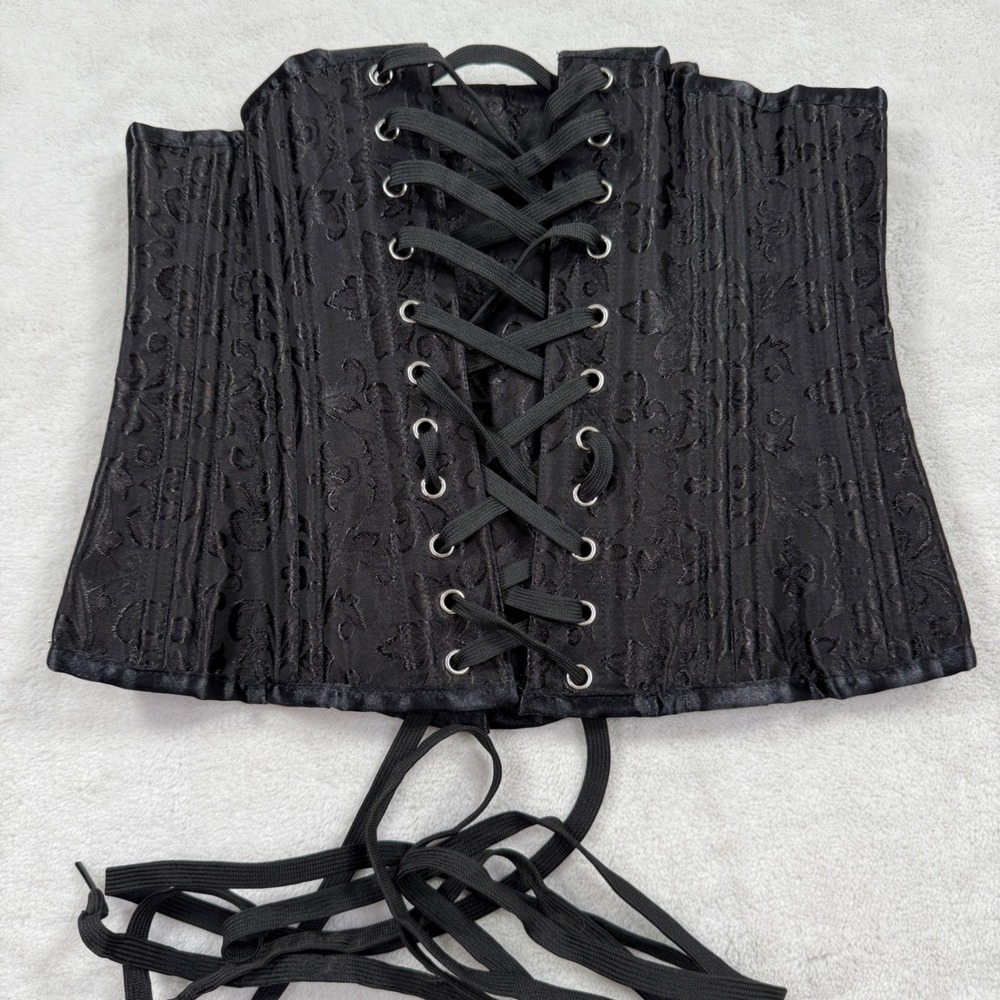 Shaperx Womens Black Floral Brocade Underbust Corset Waist Cincher Small